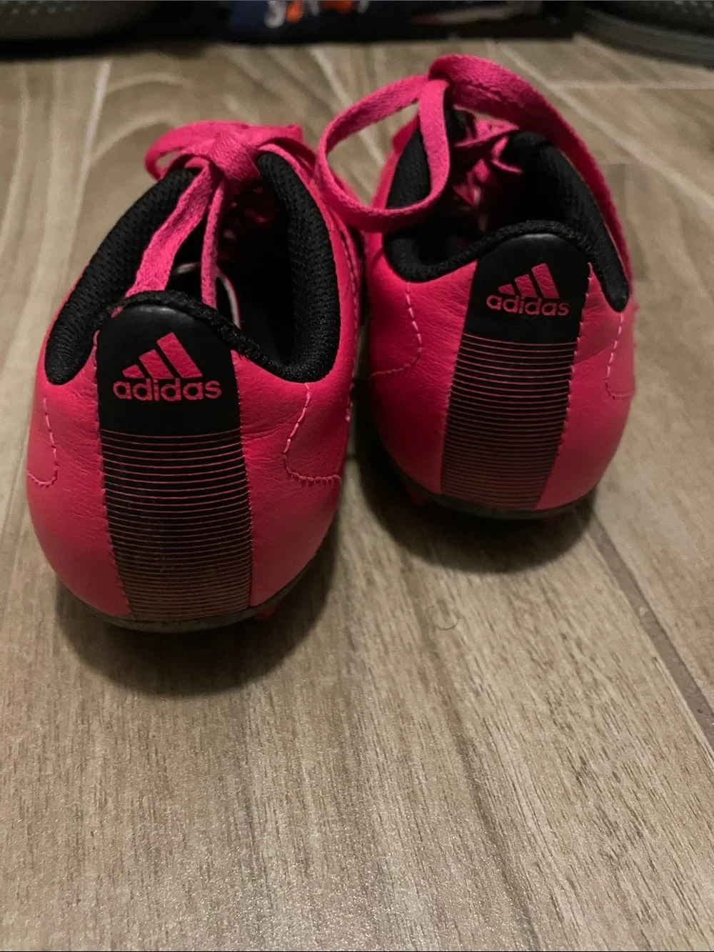 adidas Kids Hot Pink Sneakers with Black Stripes